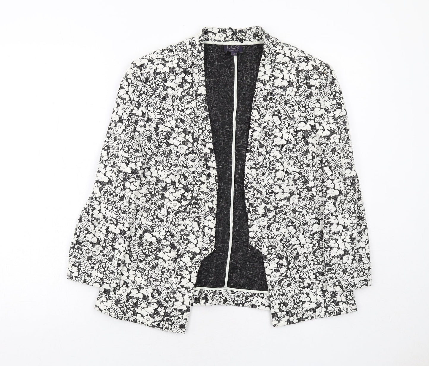 Marks & Spencer Womens White Geometric Jacket Blazer Size 12