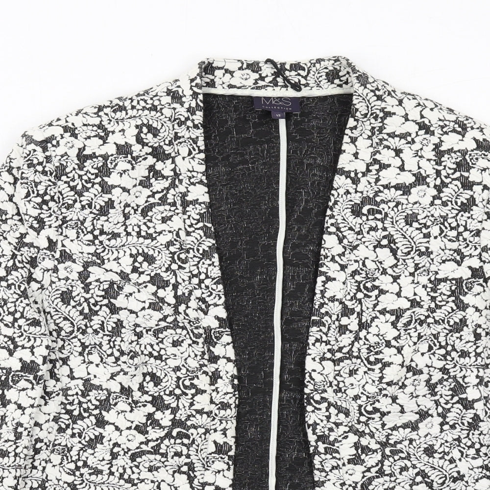 Marks & Spencer Womens White Geometric Jacket Blazer Size 12