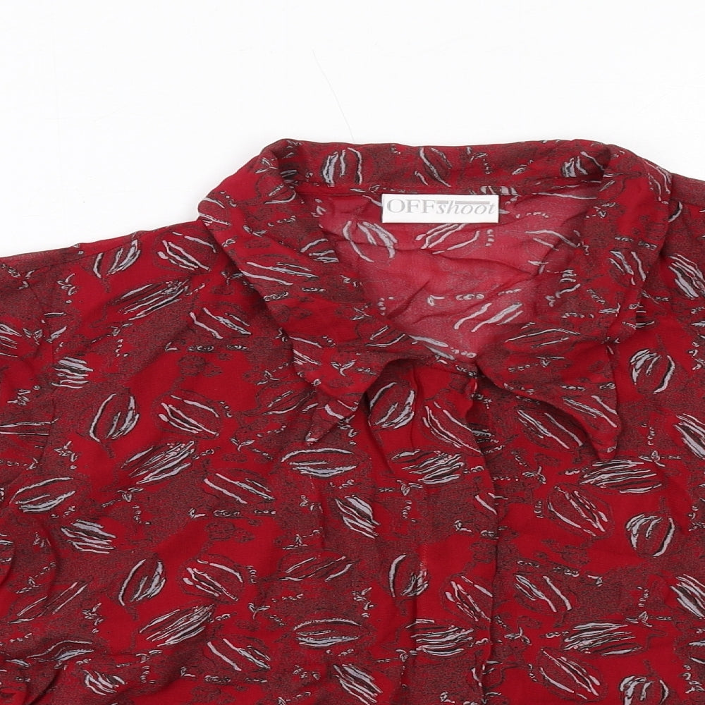 Off Shoot Womens Red Geometric Viscose Basic Button-Up Size S Collared
