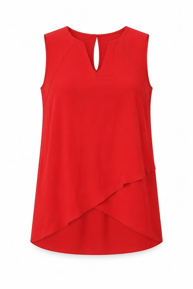 Julien Macdonald Womens Red Polyester Basic Blouse Size 12 V-Neck