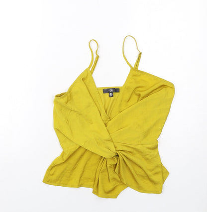 Additional front view of Missguided women’s yellow polyester camisole tank, size UK 10, v-neck