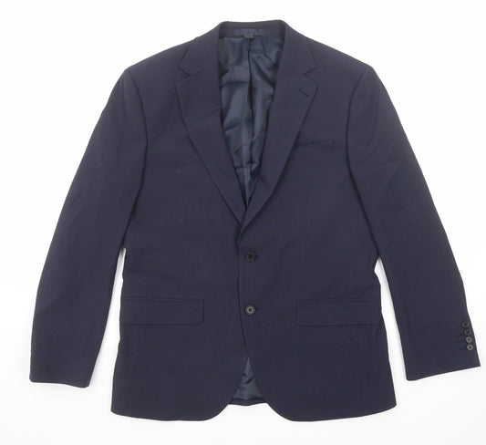 Marks and Spencer Mens Blue Striped Polyester Jacket Suit Jacket Size 38 Regular