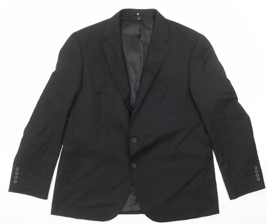 Marks and Spencer Mens Black Polyester Jacket Suit Jacket Size 42 Regular