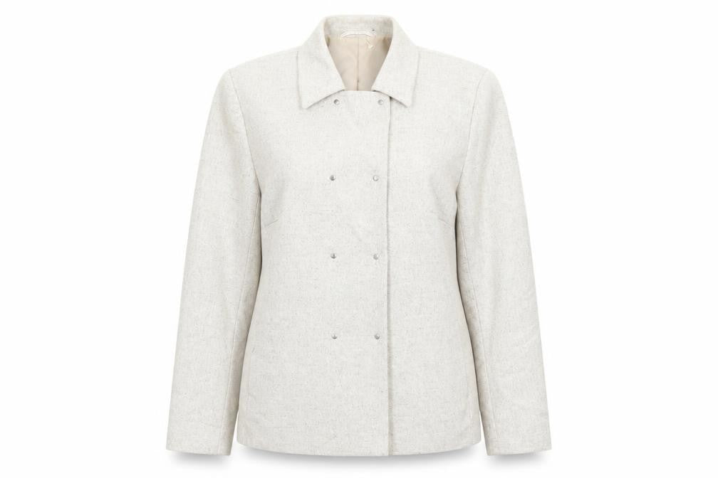 Steilmann Womens Beige Geometric Jacket Blazer Size 16 Snap