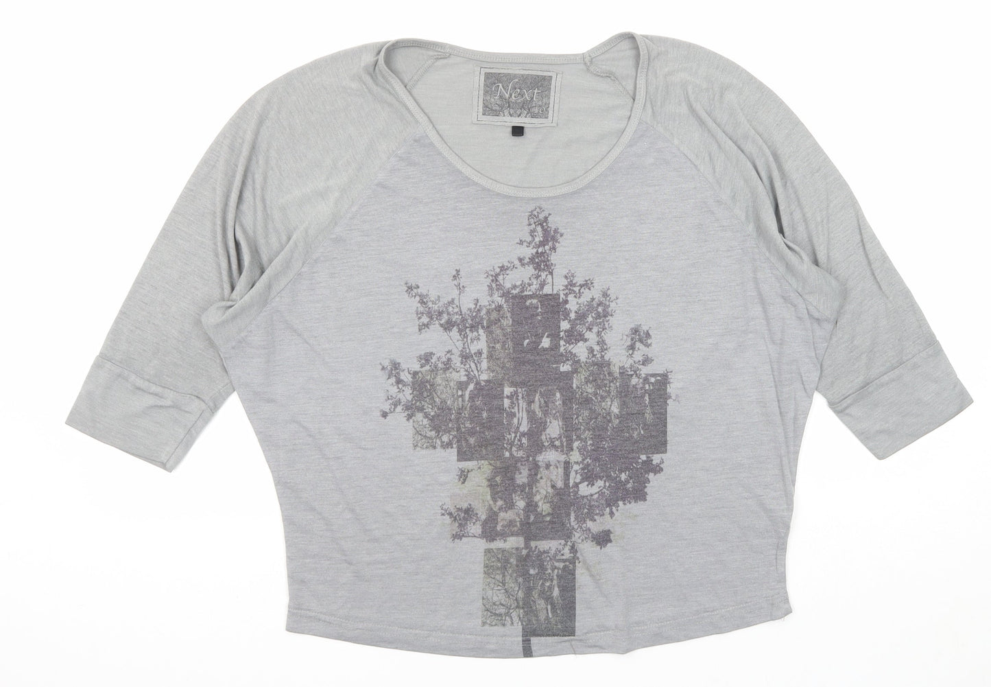NEXT Womens Grey Polyester Basic T-Shirt Size 10 Round Neck
