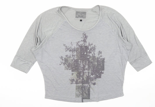 NEXT Womens Grey Polyester Basic T-Shirt Size 10 Round Neck