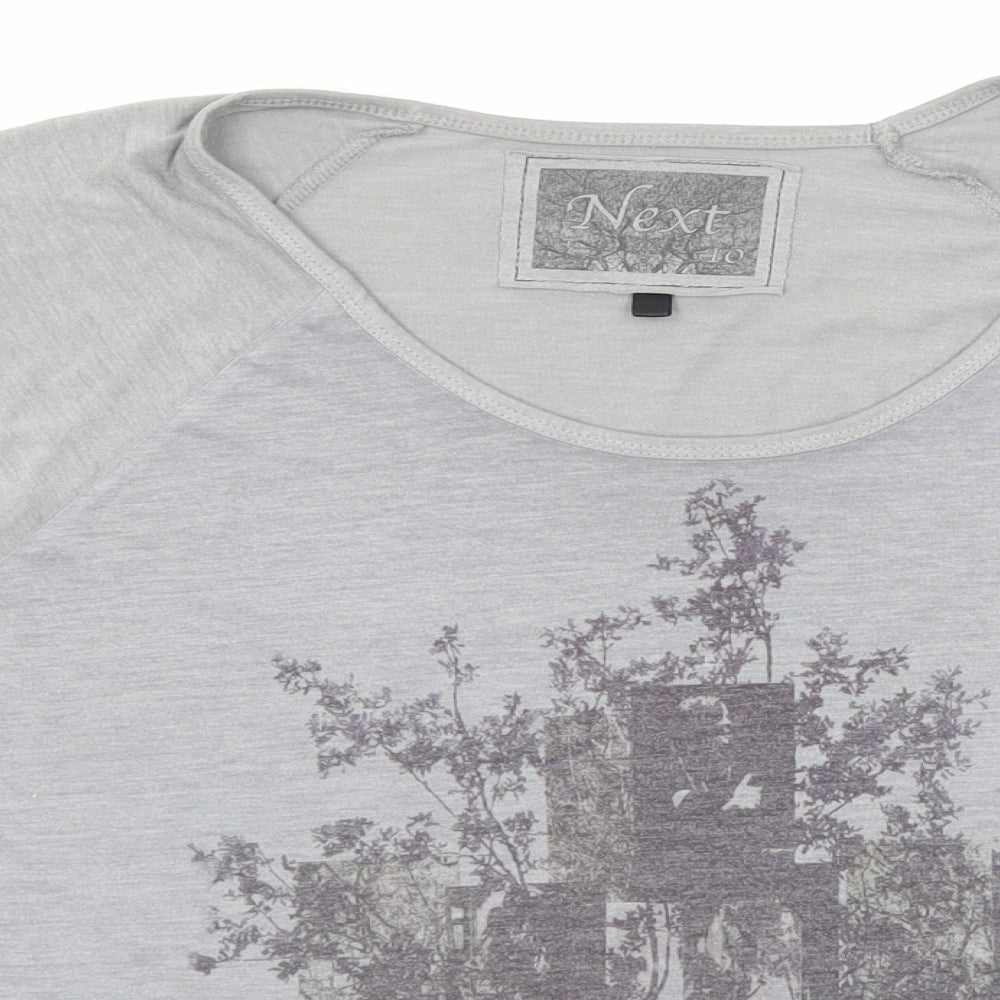 NEXT Womens Grey Polyester Basic T-Shirt Size 10 Round Neck