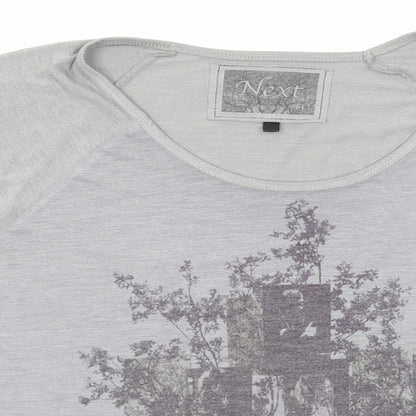 Next Womens Grey Polyester Basic T-Shirt Size 10 Round Neck