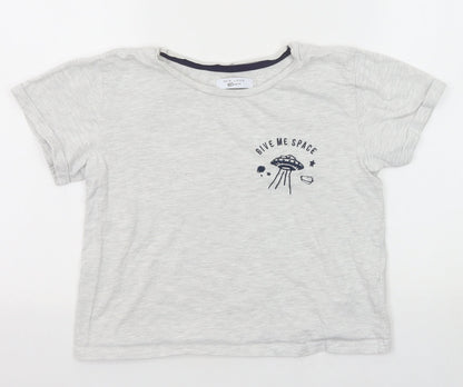 Additional front view of New Look girls’ grey cotton basic t-shirt, size M, round neck pullover - give me space