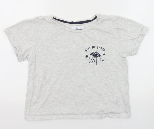 New Look Girls Grey Cotton Basic T-Shirt Size M Round Neck Pullover - Give Me Space