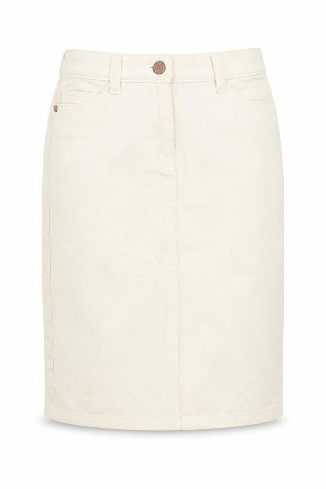 NEXT Girls Ivory Cotton Straight & Pencil Skirt Size 9 Years Regular Zip