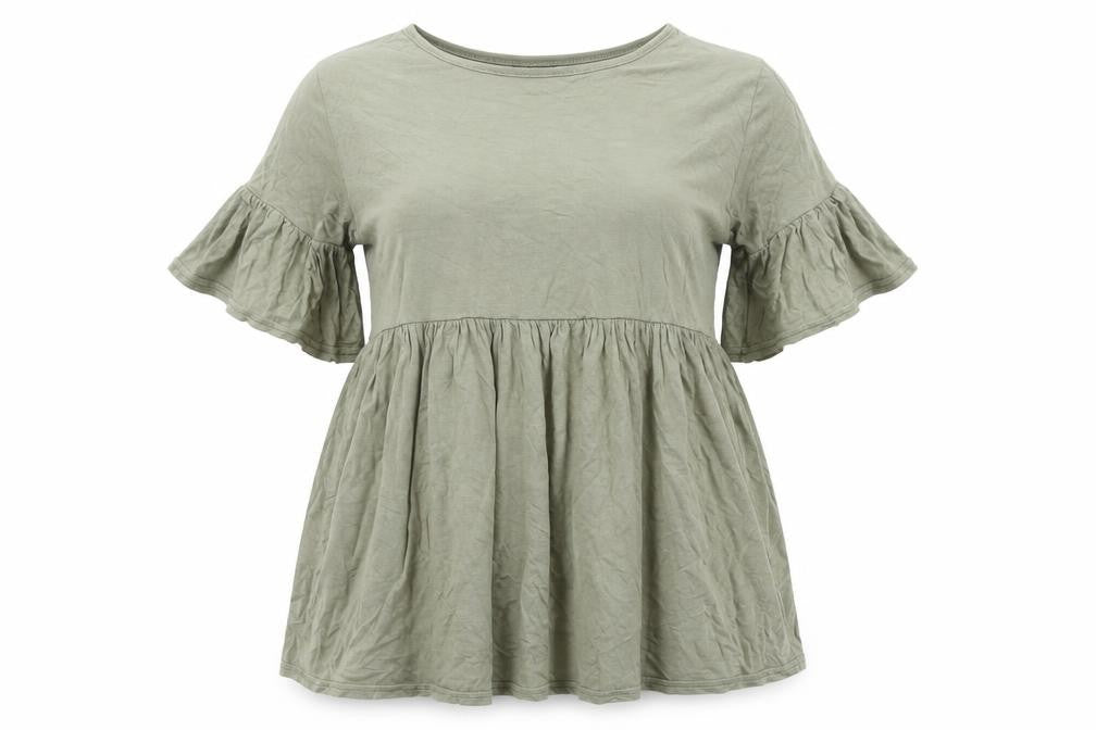 Boohoo Womens Green Viscose Basic T-Shirt Size 8 Round Neck
