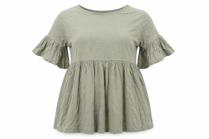 Boohoo Womens Green Viscose Basic T-Shirt Size 8 Round Neck
