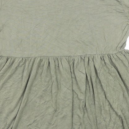 Boohoo Womens Green Viscose Basic T-Shirt Size 8 Round Neck