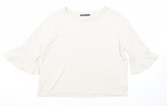 Marks and Spencer Womens Beige Round Neck Viscose Pullover Jumper Size 14