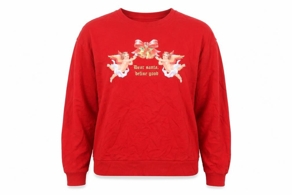 Divided by H&M Womens Red Cotton Pullover Sweatshirt Size M Pullover - Dear Santa Define Good