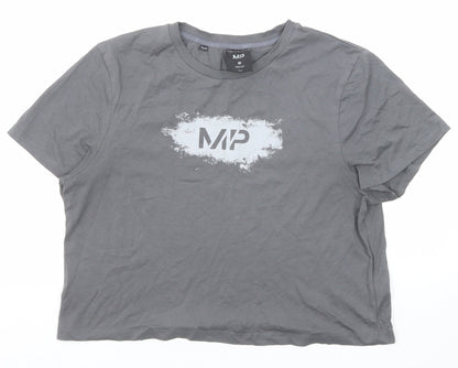 Myprotein Womens Grey Cotton Basic T-Shirt Size M Round Neck