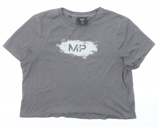 MP Womens Grey Cotton Basic T-Shirt Size M Round Neck
