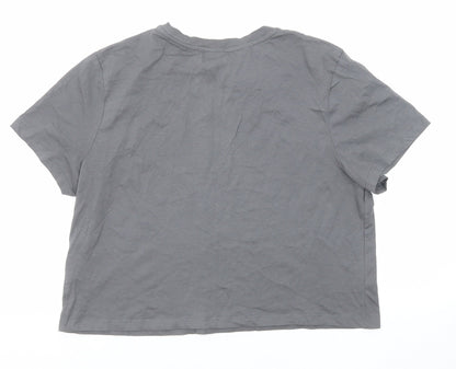 Myprotein Womens Grey Cotton Basic T-Shirt Size M Round Neck