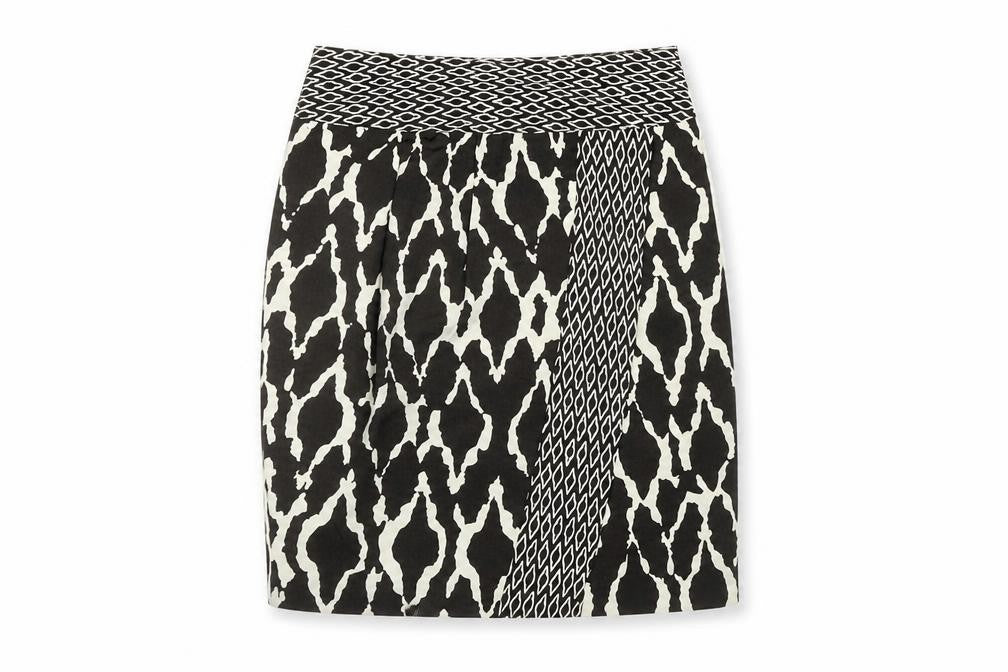 Marks & Spencer Womens Black Geometric Polyester A-Line Skirt Size 10 Zip
