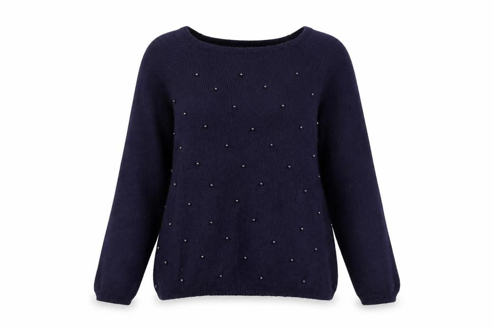 Marks & Spencer Womens Blue Boat Neck Polyamide Pullover Jumper Size 10