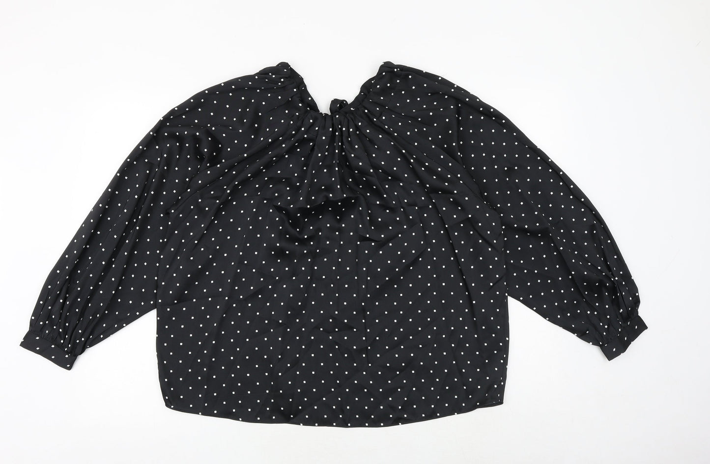 Marks and Spencer Womens Black Geometric Polyester Basic Blouse Size 10 Round Neck