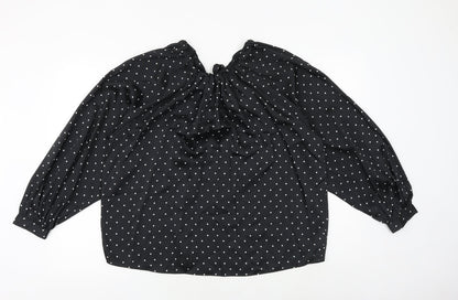Marks & Spencer Womens Black Geometric Polyester Basic Blouse Size 10 Round Neck
