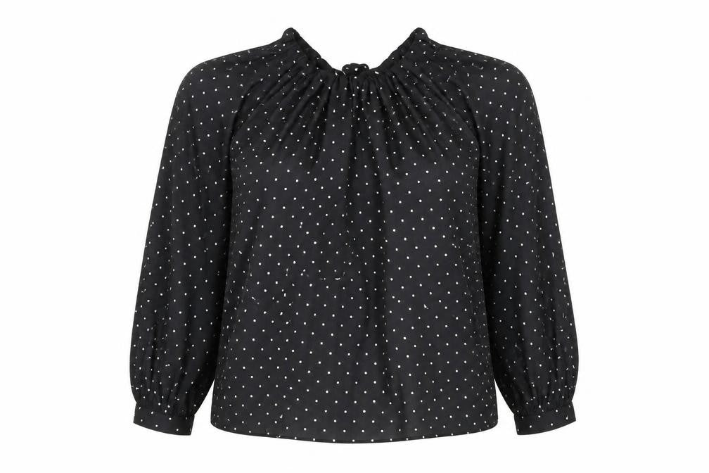 Marks & Spencer Womens Black Geometric Polyester Basic Blouse Size 10 Round Neck