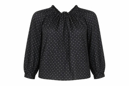 Marks & Spencer Womens Black Geometric Polyester Basic Blouse Size 10 Round Neck