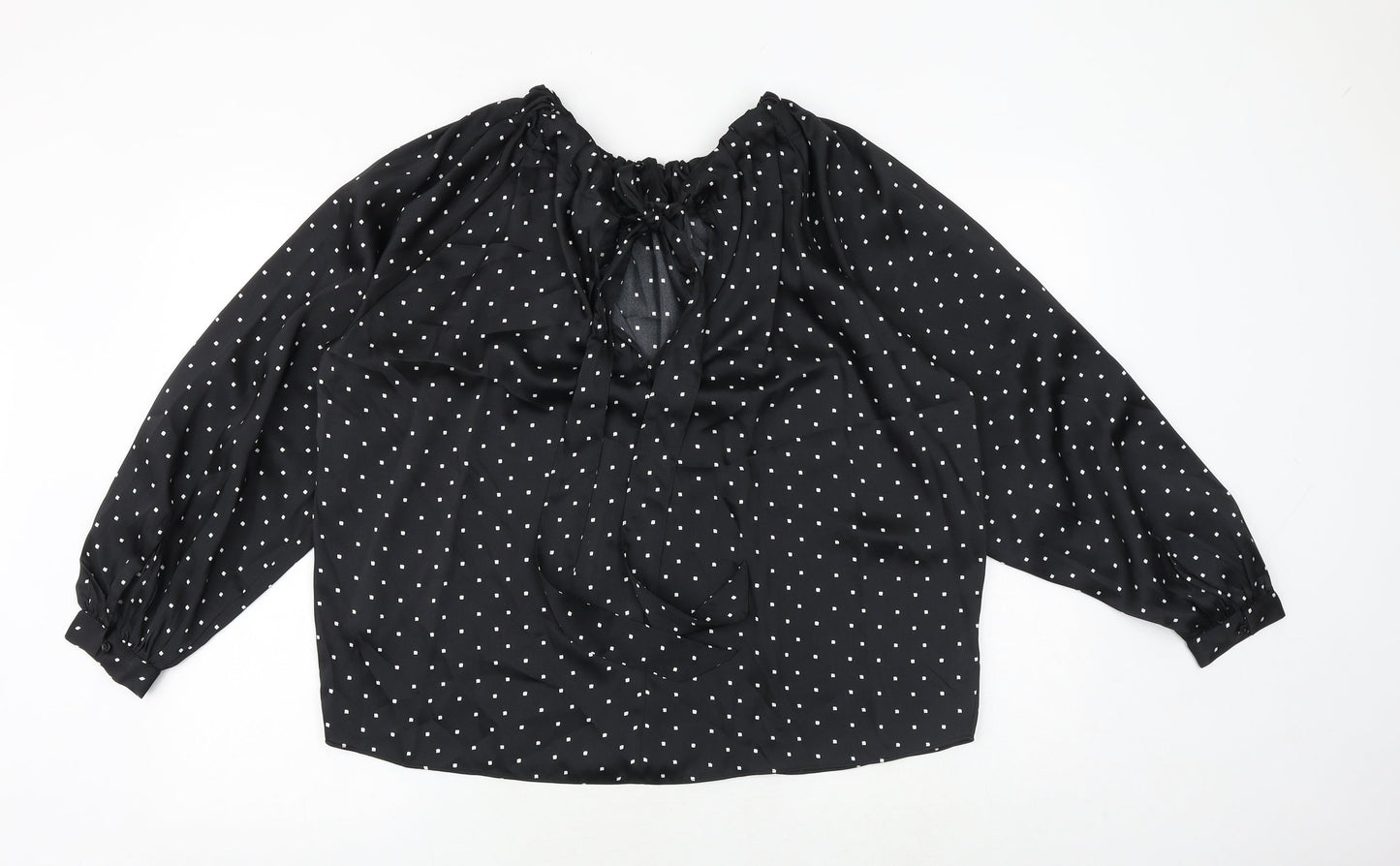 Marks and Spencer Womens Black Geometric Polyester Basic Blouse Size 10 Round Neck