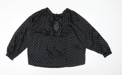 Marks & Spencer Womens Black Geometric Polyester Basic Blouse Size 10 Round Neck