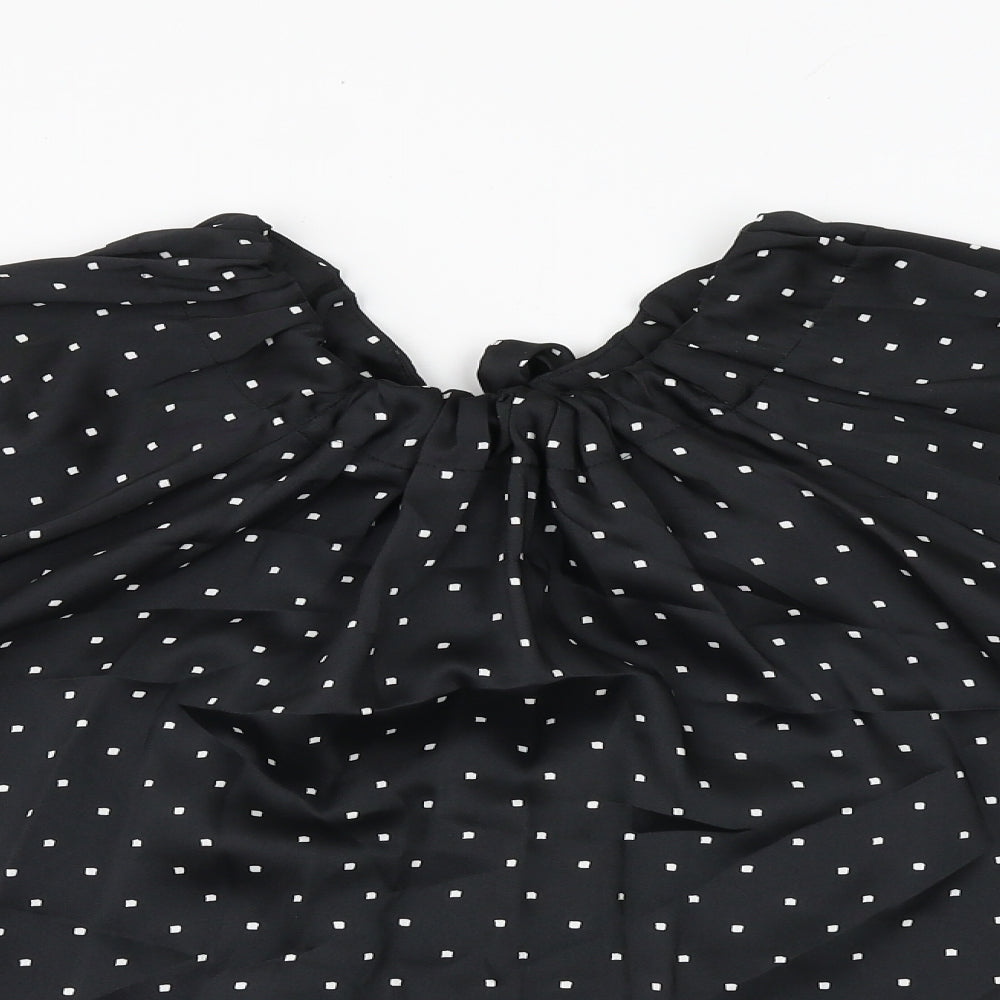 Marks and Spencer Womens Black Geometric Polyester Basic Blouse Size 10 Round Neck