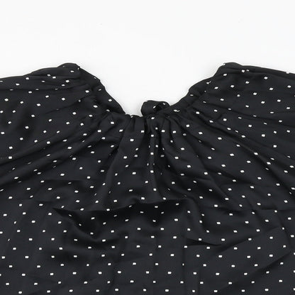 Marks & Spencer Womens Black Geometric Polyester Basic Blouse Size 10 Round Neck