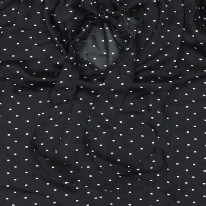 Marks & Spencer Womens Black Geometric Polyester Basic Blouse Size 10 Round Neck
