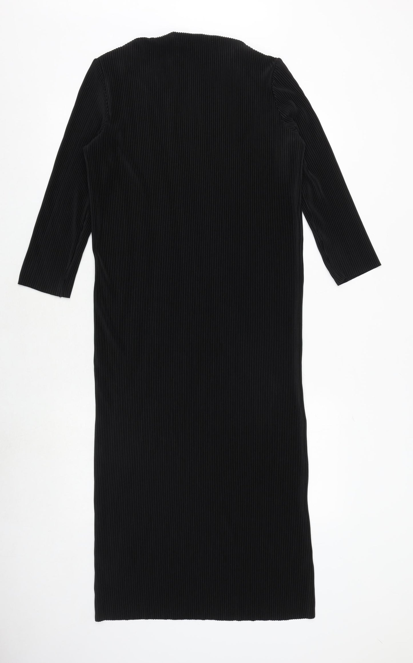 Marks and Spencer Womens Black Polyester Sheath Size 10 Boat Neck Pullover - Ribbed