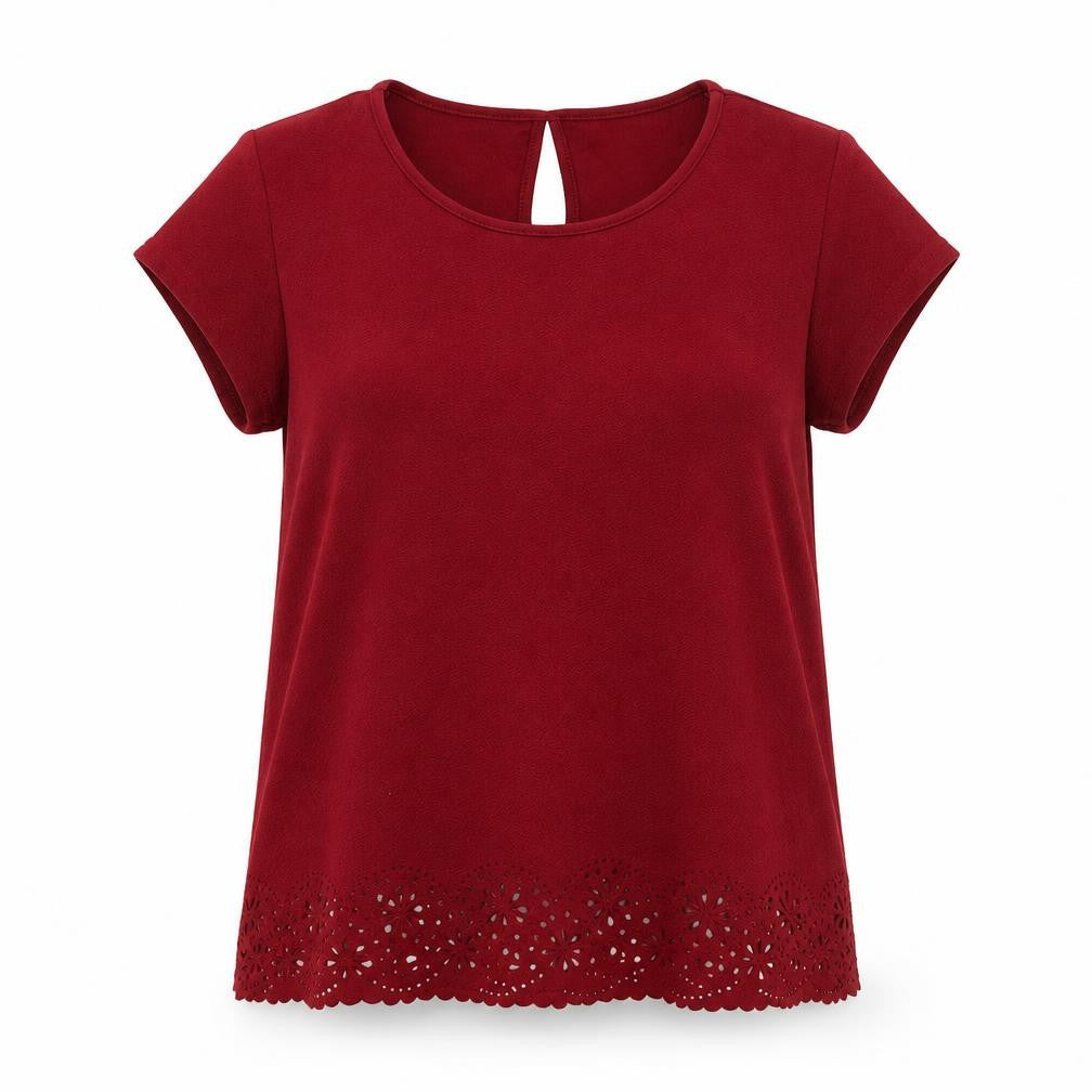 Original Womens Red Polyester Basic T-Shirt Size 14 Round Neck