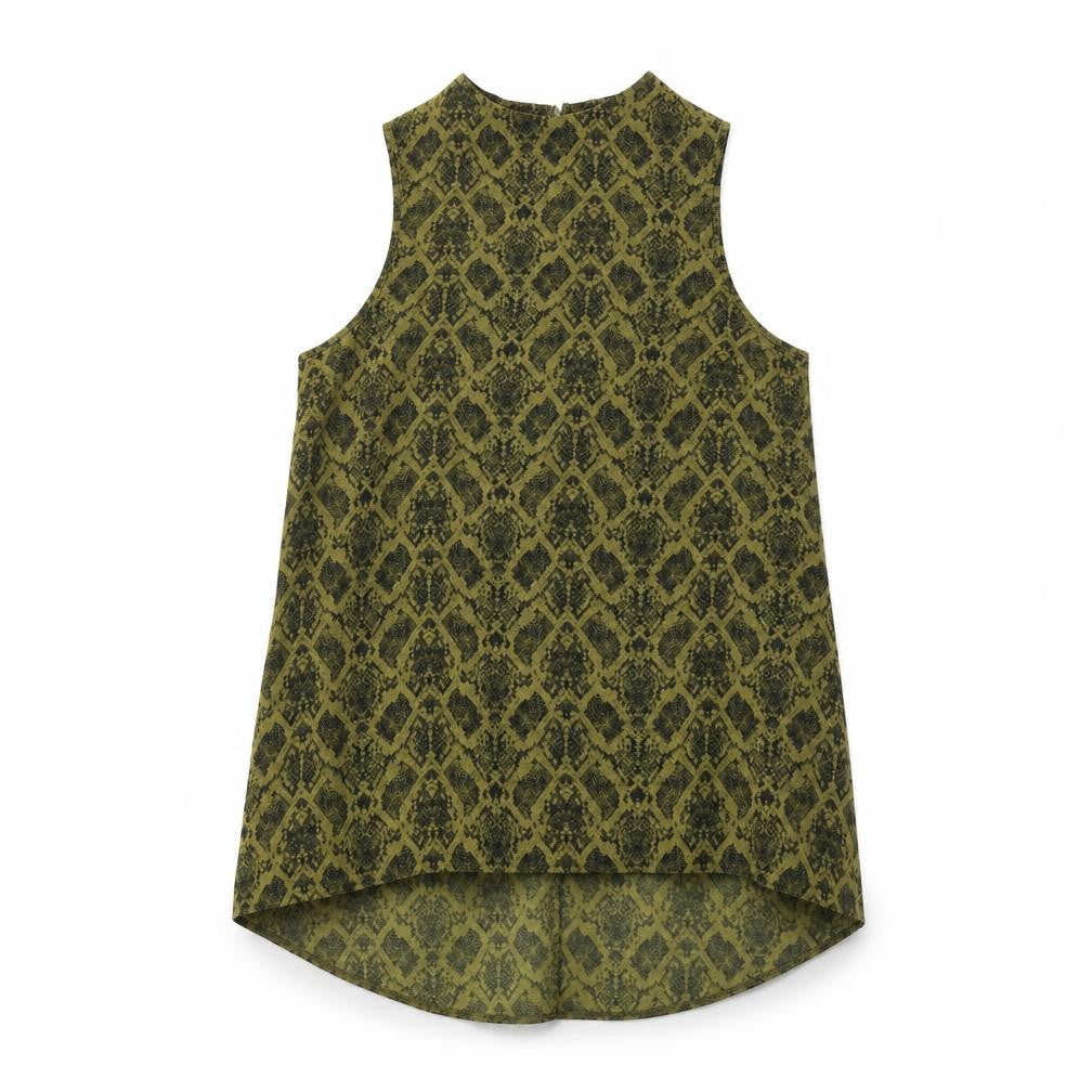 Topshop Womens Yellow Geometric Polyester Basic Tank Size 8 Round Neck