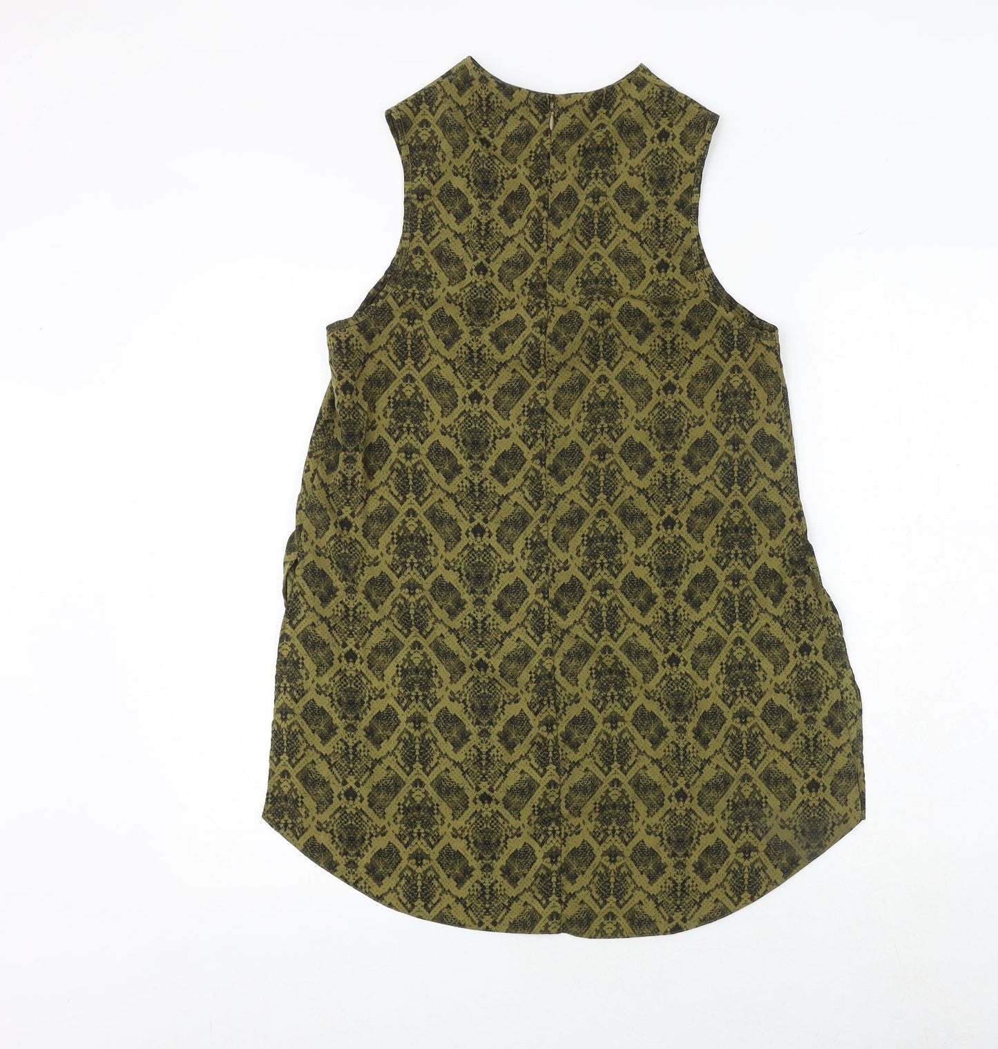 Topshop Womens Yellow Geometric Polyester Basic Tank Size 8 Round Neck