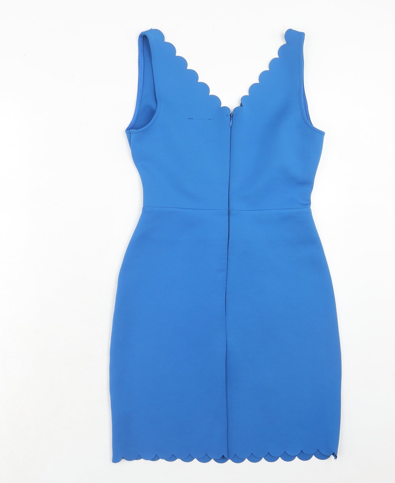 Topshop Womens Blue Polyester A-Line Size 10 V-Neck Zip