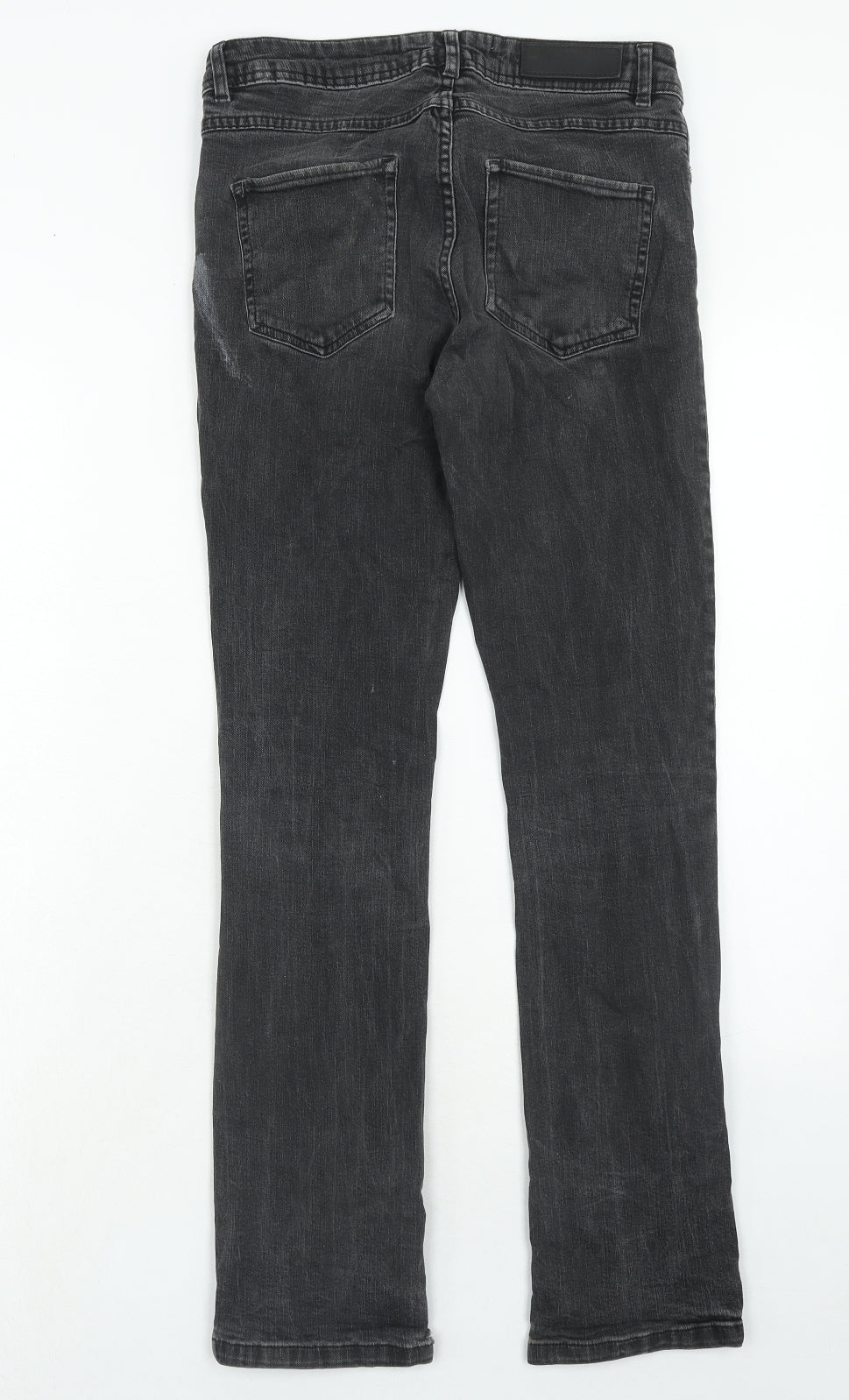 Monoprix Womens Grey Cotton Straight Jeans Size 10 Regular Zip