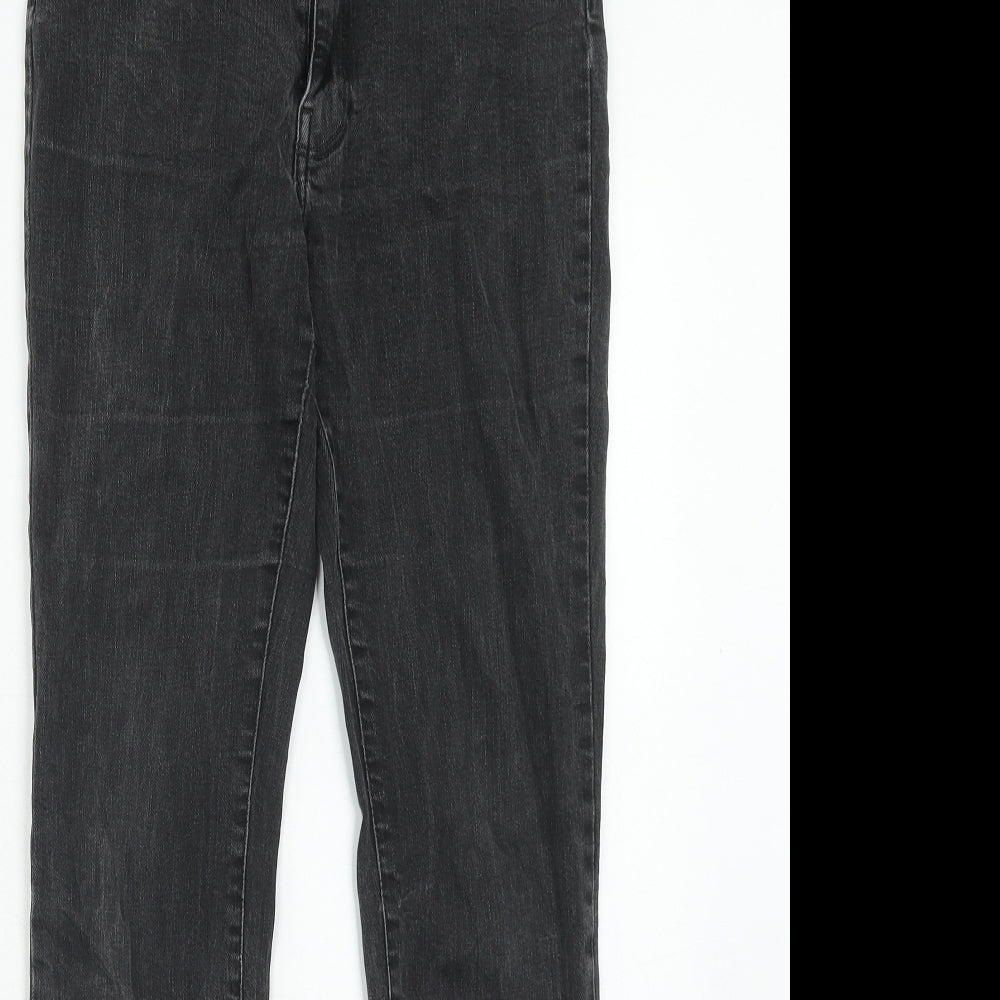 Monoprix Womens Grey Cotton Straight Jeans Size 10 Regular Zip