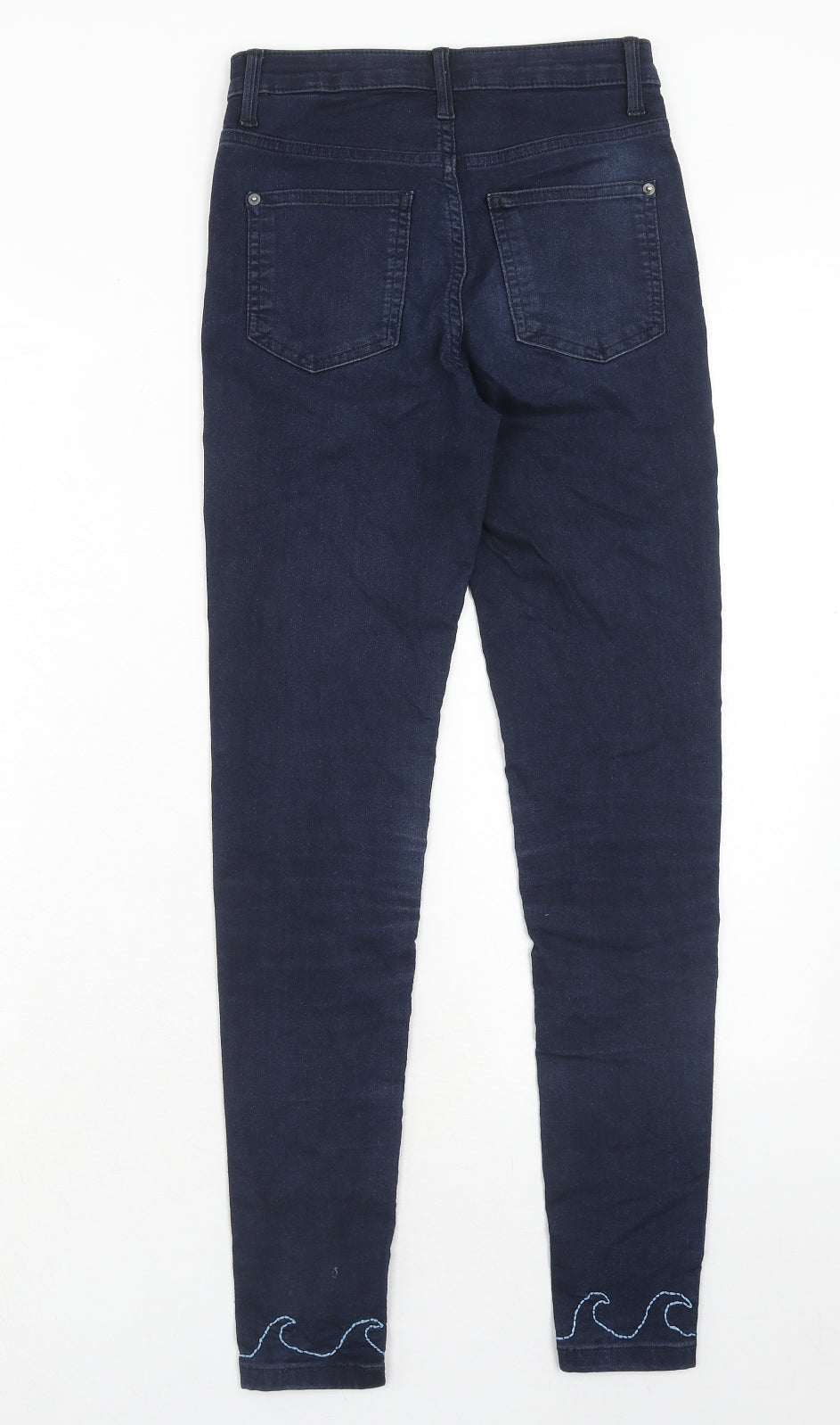 Marks and Spencer Womens Blue Cotton Skinny Jeans Size 6 Regular Zip