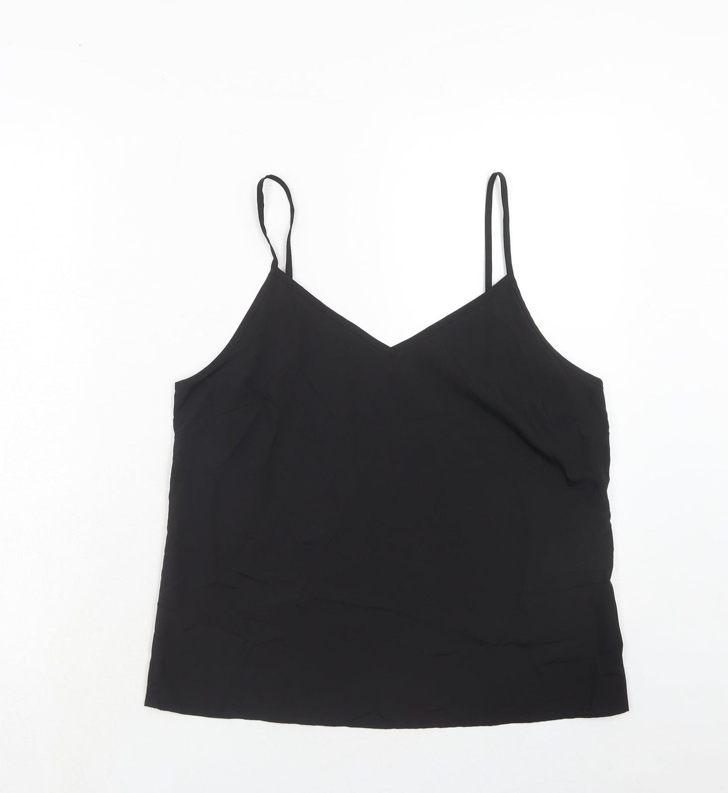 Marks and Spencer Womens Black Polyester Basic Tank Size 12 V-Neck