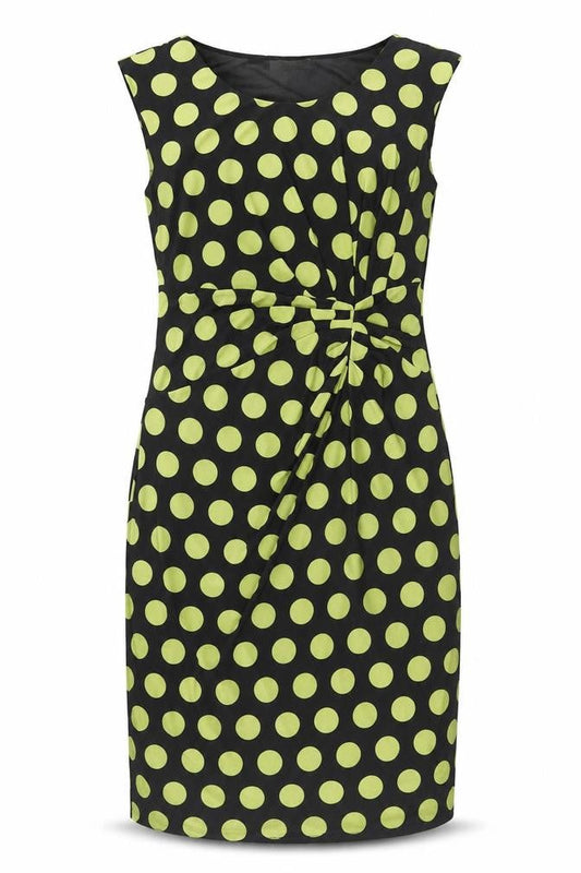 Precis Womens Green Polka Dot Polyester Sheath Size 10 Boat Neck Pullover - Ruched Detail