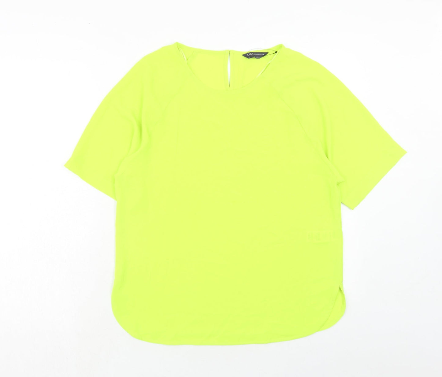 Marks and Spencer Womens Green Polyester Basic T-Shirt Size 10 Round Neck