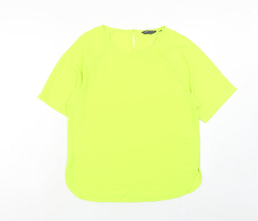 Marks and Spencer Womens Green Polyester Basic T-Shirt Size 10 Round Neck