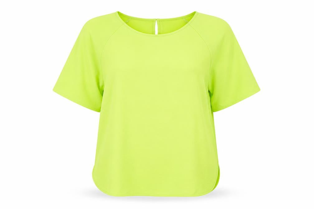 Marks & Spencer Womens Green Polyester Basic T-Shirt Size 10 Round Neck
