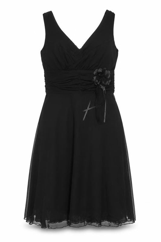 Next Womens Black Nylon Trapeze & Swing Size 12 V-Neck Zip - Flower Detail