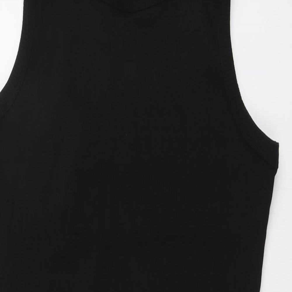 Brave Soul Womens Black Cotton A-Line Size L Round Neck Pullover