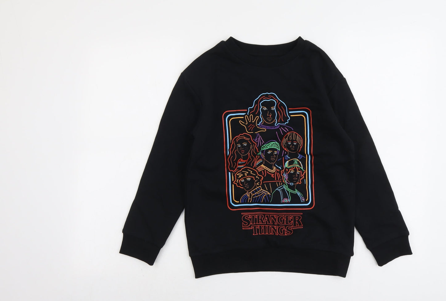 Marks and Spencer Boys Black Cotton Pullover Sweatshirt Size 9-10 Years Pullover - Stranger Things